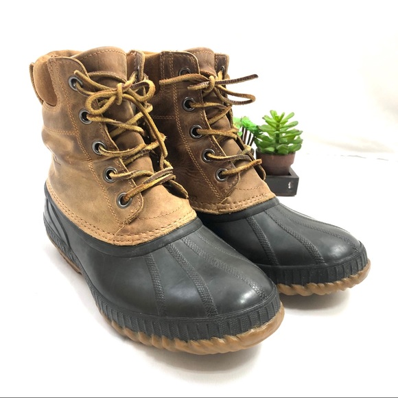 EUC Sorel Cheyanne Lace-Up Leather Duck Boot 9 - Picture 1 of 6